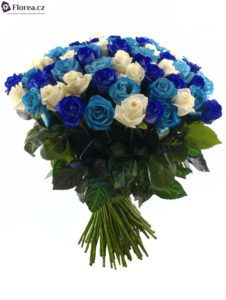 Kytice míchaných růží - modré růže